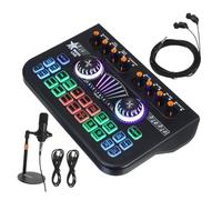 NUOBESTY Mixeur De Guitare Mixeur Audio pour Karaoké Podcast Microphone Bundle