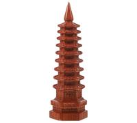 NUOBESTY Modèle D'architecture de Tour Bouddhiste en Bois Marron, Décoration Légère et Rétro pour Maison, Bureau ou Jardin, Ornement Délicat et Élégant