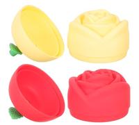 NUOBESTY Moule à Glaçons en Silicone Forme Rose Lot de 2 Boules de Glace Antiadhésives Couleurs Rouge et Jaune Pastel Glaçons Décoratifs pour Whisky et Cocktails Ustensile Réutilisable