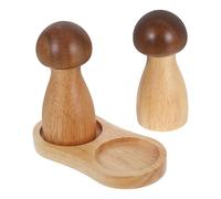 NUOBESTY Moulin à Poivre Manuel en Bois D’Acacia Design Champignon Lot 2 Pièces Support en Bois Naturel Moulin Sel de Mer et Poivrière Cuisine Épices Ustensile de Table Élégant et