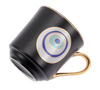 NUOBESTY Mug en Céramique Turc Grand Œil Protecteur Tasse à Café et Thé Noire Résistante aux Chocs pour Maison Bureau et Restaurants Mug Décoratif Polyvalent