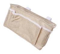 NUOBESTY Organisateur Suspendu de Chevet Multifonction, en Coton Lin Beige | Filets Latéraux, Grosse Grille et Petite Grille, Deux Compartiments Avant, pour Dortoir ou Salle de Bain