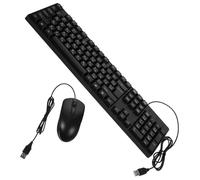 NUOBESTY Pack Clavier-Souris Filaire USB Moderne Noir 104 Touches en Abs pour Bureau, Ensemble Élégant et Pratique pour Usage Quotidien