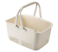 NUOBESTY Panier de Rangement Ménager Portable Ajouré Poignée Ergonomique Panier de Beige Multi-usage pour Salle de Bain Bac à Articles de Toilette et Serviettes Empilable et Drainant