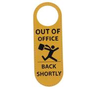 NUOBESTY Panneau à Accrocher la Porte du Bureau Double Face Noir et Jaune, Panneau D'absence Humoristique en Pu Résistant, Signalisation Pratique pour Espace de Travail et Bureau