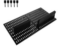 NUOBESTY Panneau Perforé Mural Noir avec Crochets en Plastique sans Perçage Kit D’Organisation Polyvalent Cuisine Salle de Bain et Atelier Rangement Mural Pratique et Robuste