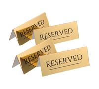 NUOBESTY Panneaux Réservés pour Table en Acrylique Doré 17X6,5 CM, Lot de 4 Plaques de Réservation pour Cafés, Bars et Événements, Signalétique Pratique pour Organisation des Places