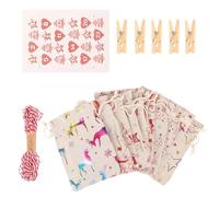 NUOBESTY Paquet à Cordon de Noël 24 Pièces 24 Pinces 10 Mètres de Corde Bicolore en Coton Paquet Présent Compte à Rebours à Suspendre pour Décoration Festive