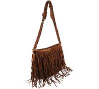 NUOBESTY Paquet Marron Chic en Cuir Synthétique Bandoulière à Pompons | 1 Pièce, Grosse Capacité et Finition Tendue, Style Tressé à Franges, pour Femme