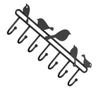NUOBESTY Patère Murale en Fer Noire 7 Crochets D’oiseau, Porte-manteau Robuste pour Clés, Paquet et Vêtements, Rangement Mural Gain de Place pour Maison, Bureau Cuisine