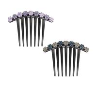 NUOBESTY Peigne à Motifs Floraux Lot de 2, Accessoire Élégant en Résine et Strass, Épingle à Cheveux à Sept Dents Couleur Aléatoire pour Coiffure de Mariage ou Fête