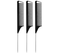 NUOBESTY Peigne à Queue de Rat Noir en Plastique et Acier Inoxydable, Léger Nœuds, Ensemble Coiffure Simple Design pour Usage DIY à Domicile