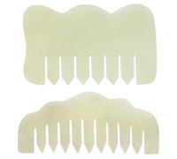 NUOBESTY Peignes de Massage en Jade 2pcs pour Chevelu, Bords Arrondis et Lisses, Facile à Utiliser, Outil de Grattage Gua Sha pour Massage Tête et Soins Visage
