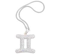NUOBESTY Pendentif Astrologique Gémeaux en Strass Brillants Ornement de Rétroviseur Voiture Breloque Horoscope pour Rétroviseur Intérieur Décoration Solide et Éclatante pour Accessoires