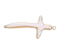 NUOBESTY Pendentif Croix En Perles Blanches 20x40mm Pour Fabrication De Bijoux Diy Fournitures Pour Colliers Et Bracelets Accessoires Spirituels