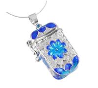 NUOBESTY Pendentif D’aromathérapie En Cuivre Plaqué Bleu, Étui Ouvrable Pour Mini Flacon De Parfum, Support Diffuseur D’huile Essentiel Pour Collier Diy, Présent Fête Des Mères, Usage Quotidien