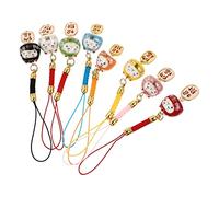 NUOBESTY Pendentif de Téléphone Chat Amulette en Céramique Lot de 8 Cordon Décoratif Accessoire de Téléphone Style Animé Joli Ornement pour Clés et Paquet