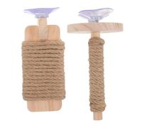 NUOBESTY Perchoir pour Oiseaux en Bois et Corde de Chanvre Ventouse Khaki, Support Rond pour Perruches et Perroquets, Facile à Entretenir, pour Fenêtre Intérieure