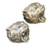 NUOBESTY Perles d'espacement vintage en laiton forme bear head avec grand trou, lot de 2 pour bracelets et projets professionnels, finition manuelle, accessoires pour bijoux, diamètre