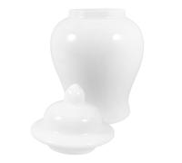 NUOBESTY Petit Bocal Décoratif Blanc en Céramique pour Maison et Bureau | Style Raffiné, Format Compact, Pièce D’accent pour Salon, Salle de Réception, Hôtel et Villa