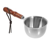 NUOBESTY Petit Pot à Huile en Acier Inoxydable 304 150 Ml 8 CM Poignée en Bois Ondulé Casserole Multifonction pour Fondre Beurre Chauffer Lait et Huile Cuisine