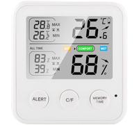 NUOBESTY Petit Thermohygromètre Numérique Blanc Stabilité, Moniteur D'humidité Température Intérieur pour Maison et Bureau