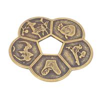 NUOBESTY Pièce de Monnaie Chinoise Ancienne Percée en Laiton, Décorative | Divination Chinoise, Style Traditionnel Élégant, Objet de Collection Or pour Présent et Pratiques Spirituelles