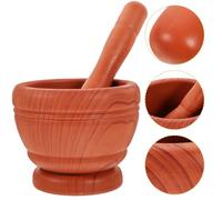 NUOBESTY Pilon à Épices Manuel en Plastique Bol Presse-ail Petite Taille Bois Grain, Ensemble Ustensile la Cuisine Polyvalent pour Écraser Ail, Gingembre et Épices, Outil de Broyage