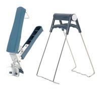 NUOBESTY Pinces à Bol Plat en Acier Inoxydable et Silicone Bleu, Lot de 2 Pinces Anti-brûlure pour Plaque Chauffante, Ustensiles Cuisine Résistants, Usage Domestique et Professionnel