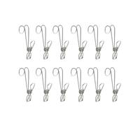 NUOBESTY Pinces à Linge Lot de 12 Résistantes Vent en Acier Inoxydable Argentées Faciles à Transporter Barres pour Vêtements et Affiches Barres ou Panneaux Latéraux