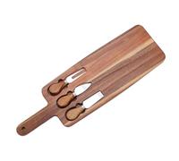 NUOBESTY Planche à Découper en Bois avec Poignée - Plateau à Fromage Multifonction pour Charcuterie Légumes et - Ensemble Couteaux et Fourchettes pour Service - Ustensiles la Cuisine Bois