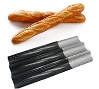 NUOBESTY Plaque Cuisson Baguette Inoxydable Emplacements Moule à Français Ondulé Argenté Outil de Cuisine pour Cuisson Maison et Professionnelle