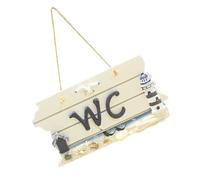 NUOBESTY Plaque Wc Bois Style Méditerranée Panneau Suspendu Décoratif pour Salle de Bain Design Simple et Élégant Signalétique Toilette avec Motif Phare Accessoire Mural Naturel