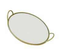 NUOBESTY Plateau de Service Rond en Laiton Couleur Dorée avec Poignée Plateau de Conservation des Aliments Élégant Maison Assiette à Dîner Chic Cuisine et Table 1 Pièce