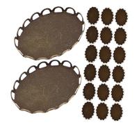 NUOBESTY Plateaux de Montures de Cabochons Ovales en Laiton 40 Pcs Vintage, Détails Ajourés Faits Main, Bases Robustes pour Création Bijoux et Accessoires Cheveux Artisanaux