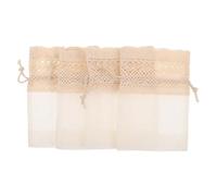 NUOBESTY Pochette à Bijoux Compacte, Mini Organisateur de Bijoux à Cordon en Coton Bordé de Fil Slub, 4 Pcs, Kaki, pour Voyage et Maison