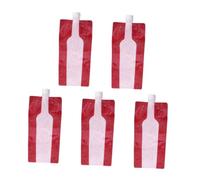 NUOBESTY Pochette à Vin Pliable 750ml, Plastique Rouge, Lot de 5, Portable | Étanche et Réutilisable, Anti-chute, pour Voyage, Conservation du Vin Alcools, Format 750ml