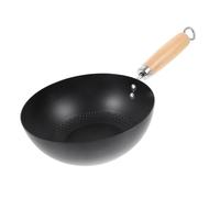 NUOBESTY Poêle à Frire Petit Wok Fonte sans Revêtement Ustensile de Cuisine Traditionnel pour Cuisson Saine Au Quotidien Compatible Cuisinière Induction Gaz Électrique