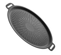 NUOBESTY Poêle Barbecue Coréenne Fonte Épaisse Gril Extérieur Antiadhésif pour Camping et Cuisine Maison Plaque Griller Portable Multifonction Utilisation pour Barbecue et Plancha