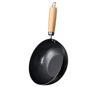NUOBESTY Poêle Wok Traditionnelle sans Revêtement 20 Cm en Fonte D'acier pour Cuisinière Électrique Petit Wok Cuisine Polyvalent, Poêle à Frire Quotidienne, Ustensile de Cuisson pour