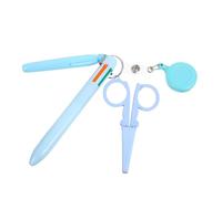 NUOBESTY Porte Badge Rétractable pour Infirmiers et Médecins Stylo Bille Surligneur Ciseaux Pliables Bleu Accessoire Professionnel Polyvalent pour Hôpital et Bureau