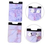 NUOBESTY Porte-Cartes Adhésif Marbre pour Téléphone Portable, Lot 2 Pièces, Compatible Smartphones, Autocollant Arrière, Motifs Rouge et Violet, Accessoire Pratique