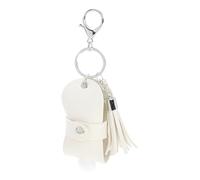 NUOBESTY Porte-Clés Bouteille à Main 30 Ml Housse Blanche à Franges Plastique Solide Étanche et Portable pour Voyage Huiles Essentielles Savonnette et Soins Personnels