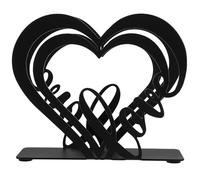 NUOBESTY Porte-Serviettes en Fer Noir de Cœur Distributeur de Mouchoirs Autoportant Cuisine Saint-Valentin Accessoire Décoratif de Table Rangement Pratique Maison