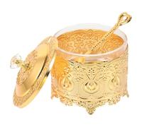 NUOBESTY Pot à Bonbons Verre Embossé avec Couvercle Étanche Bol à Sucre Décoratif de Style Européen Petit Pot Multifonction pour Cuisine et Rangement