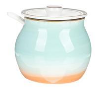 NUOBESTY Pot à Épices en Céramique 600 Ml avec Cuillère Intégrée Boîte à Condiments Résistante Haute Température Récipient Alimentaire Cuisine et Conservation Sucre Bocal à Épices