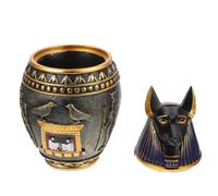 NUOBESTY Pot Décoratif en Résine Égyptienne Artisanale, Bocal de Rangement Moyen Sculpture en Relief Aléatoire, Ornement D’intérieur sur Thème Antique pour Bureau et Maison, Décoration