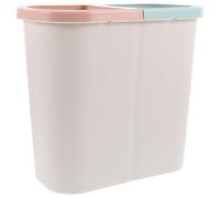 NUOBESTY Poubelle à Double Compartiment sans Couvercle Petite Taille Beige Plastique Solide pour Tri des Déchets Secs et Humides pour Salle de Bain Cuisine Poubelle Étroite Gain de