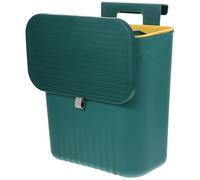 NUOBESTY Poubelle Cuisine Suspendue 1 Pièce Grosse Capacité avec Couvercle Rabattable Plastique Vert Installation Adhésive ou Crochet Poubelle Murale Multi-Usages Cuisine Salle de Bain