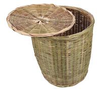 NUOBESTY Poubelle Tissée En Bambou Corbeille Ronde En Rotin Panier À Linge En Osier Corbeille À Papier Pot De Fleur Organisateur De Rangement D'articles Divers Avec Couvercle Pour La